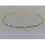 Antique 9ct fancy necklet with fifty-six cabouchon turquoise stones, of various shades arranged in