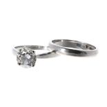 Good platinum solitaire diamond ring, round brilliant-cut, 1.60ct approx, clarity SI, colour F-G,