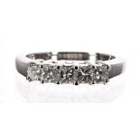 18ct white gold five stone ring, princess-cut, 0.80ct approx, clarity SI, colour G-I, band width