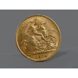 George V 22ct half sovereign coin, 1914, 4gm