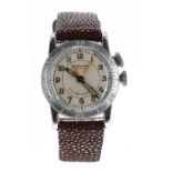 Rare Longines Weems Pilots stainless steel wristwatch, circa 1940s, rotating bezel, the silvered