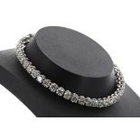 Superb modern 18ct white gold diamond tennis bracelet, set with round brilliant-cut diamonds,