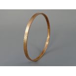 Antique 9ct rose gold bangle, 3" diameter, 6.8gm