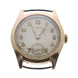 Swiss 9ct mid-size fixed lug wristwatch, Chester 1942, circular silvered dial signed Hirco with gilt