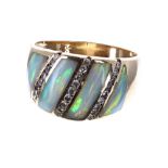14ct opal and diamond gentleman's dress ring, 8,5gm, band 13.5mm, ring size U/V