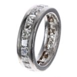 Fine quality princess-cut diamond heavy platinum handmade eternity band ring, estimated 4.50ct