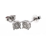 Pair of 9ct white gold diamond stud earrings, 4mm