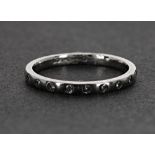 Platinum diamond set half eternity ring, 2.8gm, band width 2mm, ring size L