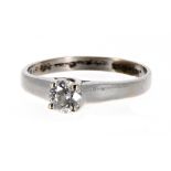 White gold solitaire diamond ring, round brilliant-cut, 0.55ct approx, clarity SI2, colour G-H, 3.