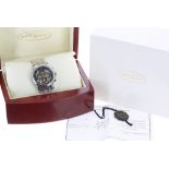 Meridian automatic stainless steel gentleman's bracelet watch, circular black dial with skeleton