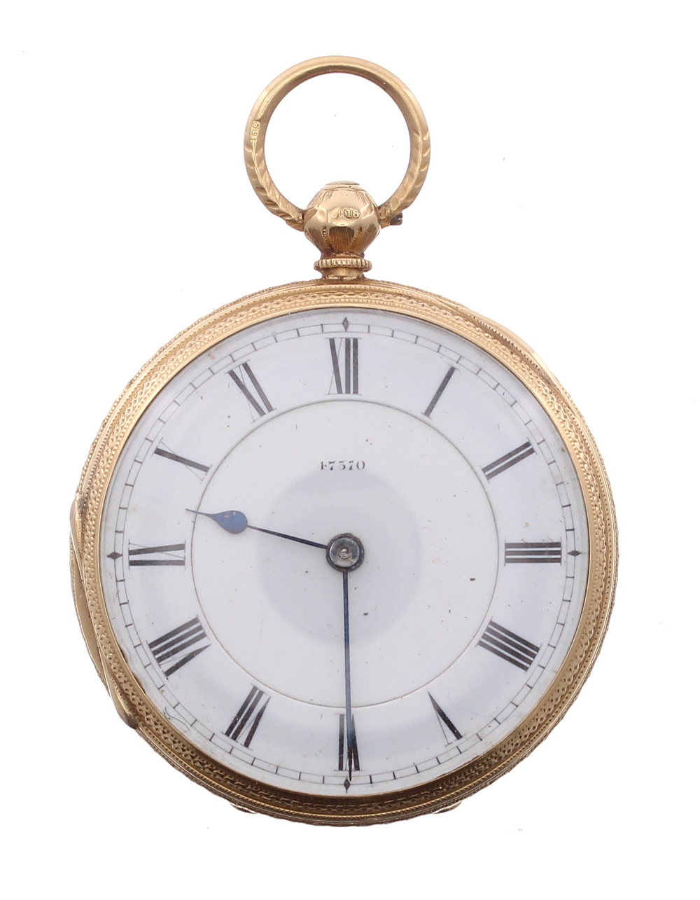 18ct fusee lever pocket watch, London 1878, unsigned gilt three quarter plate movement, no. 47370,