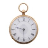 18ct fusee lever pocket watch, London 1878, unsigned gilt three quarter plate movement, no. 47370,