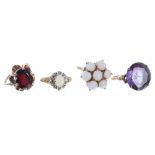 Four 9ct stone set dress rings, 14.6gm (4)