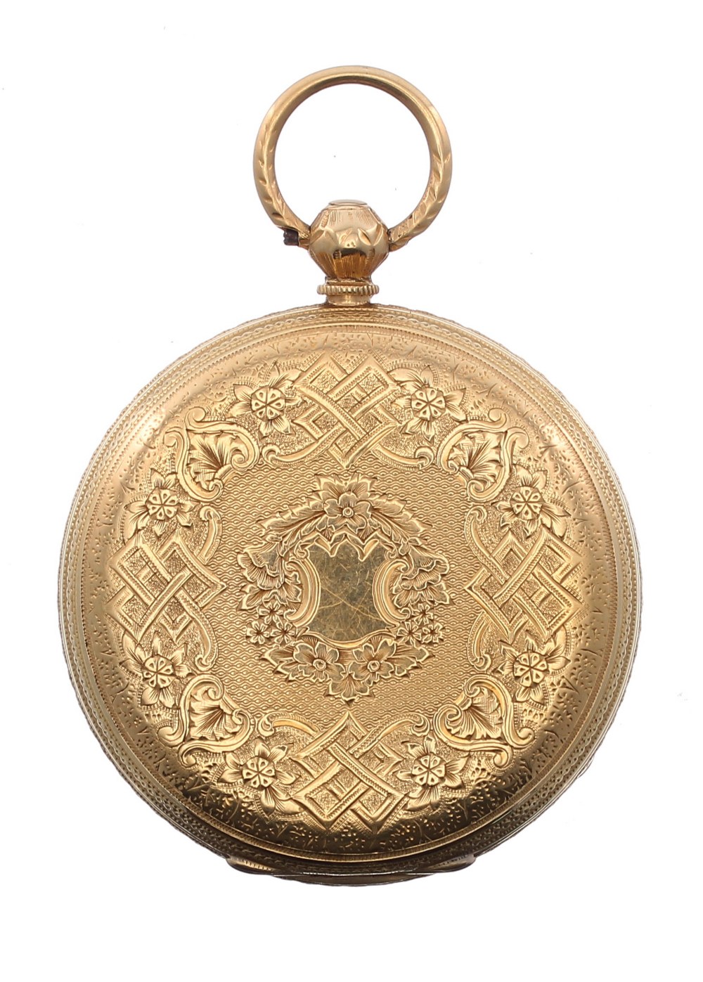 18ct fusee lever pocket watch, London 1878, unsigned gilt three quarter plate movement, no. 47370, - Image 2 of 3