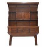 Arts and Crafts large oak dresser attributed to Richard Norman Shaw (1831-1912), the canopy panelled