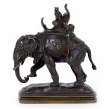 After Louis Theophile Hingre (1832-1911) - bronze study of an elephant with cats riding in Howdah,