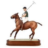 Royal Worcester - figure of H.R.H The Duke of Edinburgh, modelled on horseback playing polo,