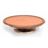 Hukin & Heath silver plated circular Lazy Susan, the top inset with a terracotta circular tray in