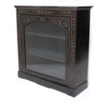 Aesthetic Movement ebonised and gilt pier display cabinet, 35" high, 13.25" deep, 36.5" high
