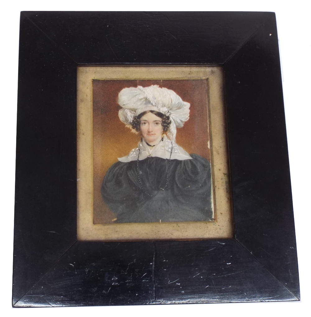 19th century portrait miniature of a gentleman, half length wearing a grey coat, white shirt and - Image 3 of 4