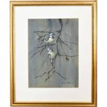 Edwin Penny (1930-2016) - Study of two blue tits upon a branch, signed, watercolour and gouache on