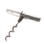 Victorian white metal folding corkscrew, handle 2.5", screw 2"