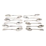 Set of six William IV silver teaspoons, maker Benjamin Davis, London 1831, 5.5" long; together