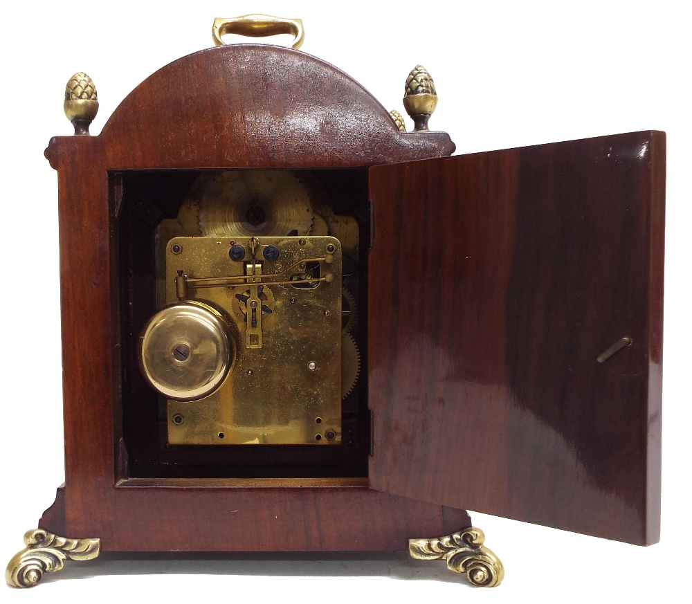 Attractive small walnut two train bracket clock in the Georgian manner, striking on a bell, the 4.5" - Image 2 of 2