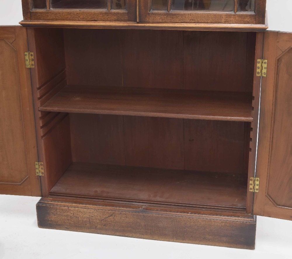 George III Hepplewhite period mahogany bookcase on cabinet, the moulded cornice surmounted - Image 2 of 2