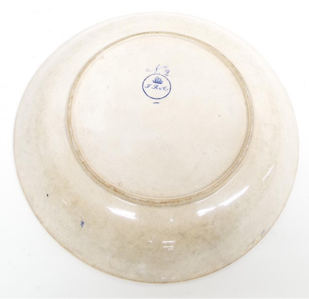 T. Rathbone & Co. 19th century pottery blue and white bowl, factory stamp and inscribed N.2 - Image 2 of 2