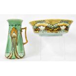 Good Minton Co. Successionist tube lined water jug and basin, the jug no..36 and basin no..37, jug