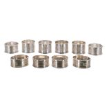 Collection of ten assorted silver napkin rings, all 20th Century assayed Birmingham, 5.5oz t (10)