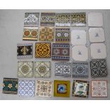 Good collection of twenty-six Victorian and later tiles, primarily Mintons and Minton Hollins