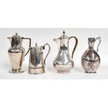 William Hutton & Sons silver plated coffee pot, wicker wrapped handle, presentation inscription,