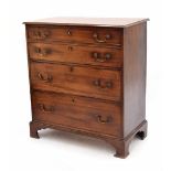 George III mahogany secrétaire chest of drawers, the rectangular moulded top over a secrétaire