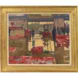 Ken Howard OBE, RA, NEAC, RBA, RBSA, ROI, RWA (b. 1932) - 'Fish Market Reflections, Newlyn', signed,