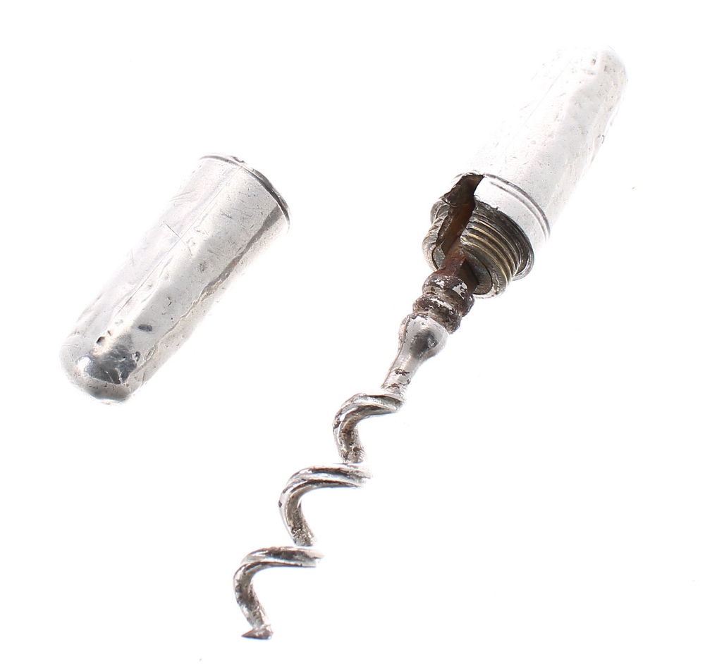 Victorian white metal folding corkscrew, handle 2.5", screw 2" - Image 2 of 2