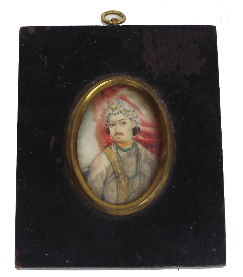 19th century portrait miniature of a gentleman, half length wearing a grey coat, white shirt and - Image 2 of 4