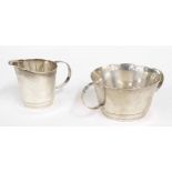 Art Deco silver sucrier and cream jug, sucrier 3.75" diameter, 2" high, maker Stanley Walker trading
