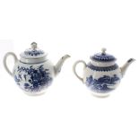 Royal Worcester cresent period blue and white porcelain teapot, crescent mark underside, 5.5"