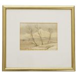Samuel John Lamorna Birch RA, RWS (1869-1955) - Winter landscape with trees by a lake, signed and