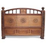 Arts & Crafts oak headboard in the style of Bruce Talbot, 49" wide, 35.5" high