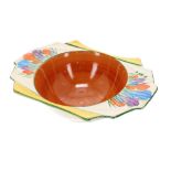 Clarice Cliff Bizarre 'Autumn Crocus' grapefruit bowl, printed backstamp, 6.75" wide