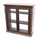 Regency rosewood pier display cabinet, the plain top over two glazed doors with brass beading