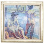 Joyce Tobbutt - Two female nudes in a sunlit studio, inscribed with the artist's name on a label