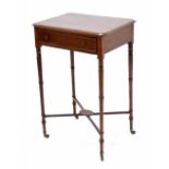 George III mahogany side table, the rectangular top crossbanded with rosewood over a single frieze