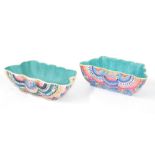 Matched pair of Chinese famille rose 'butterfly' porcelain bowls, each with shaped scallop fluted