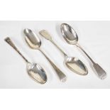 Three Georgian silver dessert spoons, two by Stephen Adams, one by Charles Eley; together with a