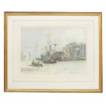 English School (20th century) - 'Pool of London' shipping near Tower Bridge, indistinctly signed,