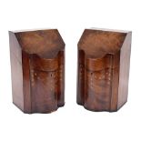 Pair of Georgian mahogany serpentine knife boxes, the hinged lids enclosing a fitted interior and